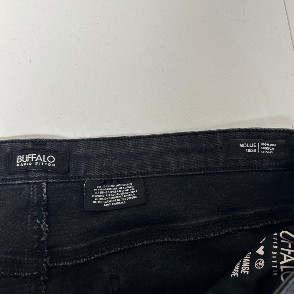 Buffalo David Bitton Mollie Skinny Jeans Womens 16/36 Black High Rise Stretch - Picture 3 of 11